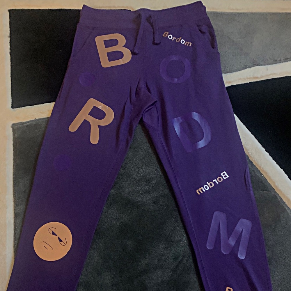Purple and pink BORDOM sweatpants